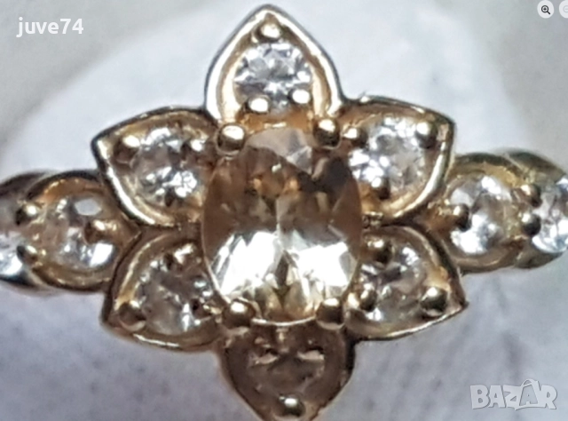 СРЕБЪРЕН ПРЪСТЕН С ИМПЕРАТОРСКИ ТОПАЗ (БРАЗИЛИЯ), снимка 3 - Пръстени - 52906812