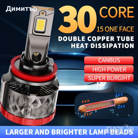 Комплект LED чип CSP 4575 крушки за фарове H4/H7/H8/H9/H11/9005/HB3/9006/HB4 , 250w , 42 000lm.9-36v, снимка 8 - Аксесоари и консумативи - 43071545