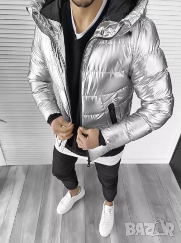 Мъжко зимно яке с качулка Гуардио Светло Сиво, снимка 4 - Якета - 43144821