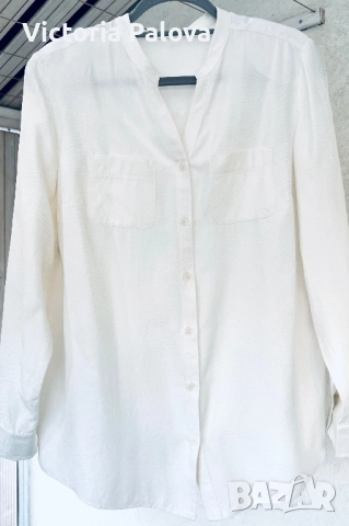 Луксозна копринена риза с пясъчен ефект - 100% чиста коприна кремав цвят, снимка 5 - Ризи - 52460017