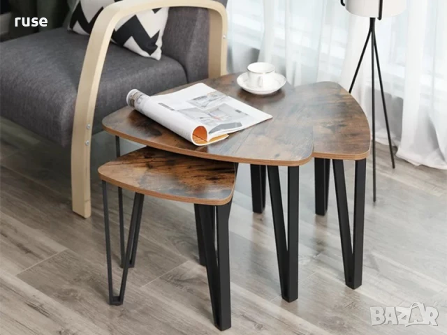 НОВИ! Комплект 3 броя холни маси модерен дизайн МДФ и стомана, снимка 9 - Маси - 50540965