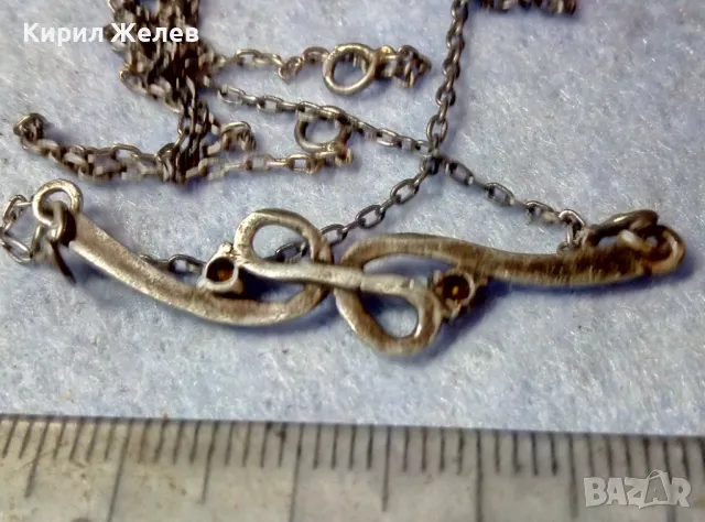 Старо АР НУВО СТИЛ СРЕБЪРНО КОЛИЕ СРЕБРО 950 с ЮВЕЛИРНО ФАСЕТИРАНИ ИСКРЯЩИ ЦИРКОНИ 49369, снимка 13 - Антикварни и старинни предмети - 48901263