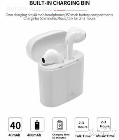 Безжични слушалки Хендсфри Блутут Bluetooth 5.0 i7S Wireless Earphones, снимка 12 - Слушалки, hands-free - 28581558