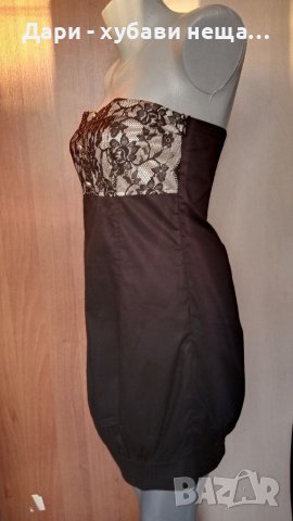 Рокля в черно и златисто - памук с дантела🍀♥️S//M♥️🍀арт.4408, снимка 2 - Рокли - 37565797