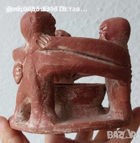 Керамика: къща-свещник, танц-хоро, магаре-кана, Бусинска керамика, солница или пепелник, цървули, снимка 7 - Статуетки - 30595007