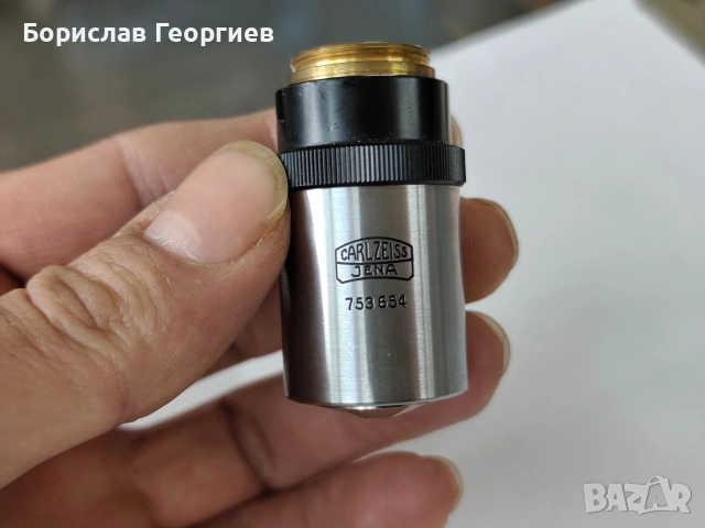 Обектив за микроскоп carl zeiss jena planachromat 50x/0.80 ∞/0, снимка 2 - Медицинска апаратура - 53492390