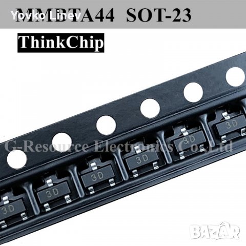 MMBTA44 SMD marking - 3D -10 БРОЯ  SOT-23 NPN - 400V/0,2A/0,35W, снимка 2 - Друга електроника - 34628391