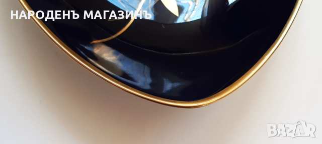 LINDNER – Немски порцелан бонбониера фруктиера кобалт злато цветя, снимка 14 - Други ценни предмети - 44844738