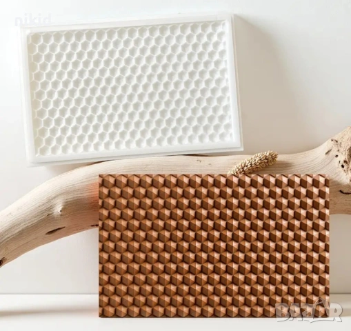 Шестоъгълни пчелни килийки диаманти силиконов молд форма фондан шоколад гипс декор украса