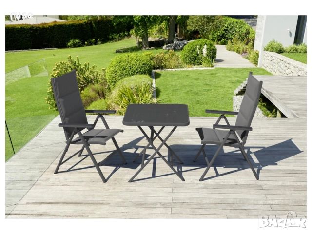 НОВА! Сгъваема алуминиева маса Хюстън/Торонто със стъклен плот 70х70х70см, снимка 5 - Градински мебели, декорация  - 52400773