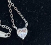 Сребърно колие Сърце с камъчета от цирконий, снимка 2