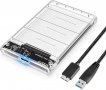 POSUGEAR кутия за 2.5 "SATA SSD, HDD, USB 3.0 към SATA адаптер, UASP ускорение, прозрачна, снимка 1 - Други - 34793636