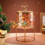 Елегантен стъклен диспенсър за напитки 2.6 L с коледен дизайн и златиста стойка, снимка 6