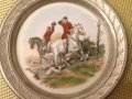 Нови! Старинни немски чинии ловна тематика рисуван порцелан и калай, чиния чинийки, снимка 8