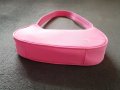 Текстилна малка дамска чанта за рамо в розов цвят, снимка 10