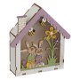 Великденска декоративна дървена къща за зайчета 3 LED 13.5x4x15см, снимка 1 - Декорация за дома - 44079009