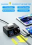ASOMETECH 100W Зарядно устройство станция 9-в-1 с безжично зареждане 7USB порта+1 Type C QC3.0 PD3.0, снимка 3