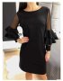 Черна рокля с ефектен ръкав , снимка 1 - Рокли - 43337547