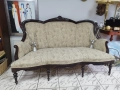 Антикварен френски ръчно резбован бароков диван тройка , снимка 4