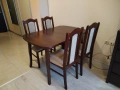 Разтегателна дървена маса с 4 стола + Холна масичка, снимка 1