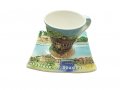 Чаша с чинийка Ahelos, За кафе, Керамични, Многоцветни, снимка 1 - Български сувенири - 37966245