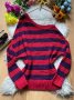 Цикламен пуловер с паднало рамо Fishbone, снимка 1 - Блузи с дълъг ръкав и пуловери - 43034636