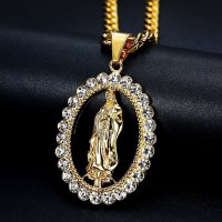Колие Дева Мария с камъни - Gold, снимка 1 - Колиета, медальони, синджири - 37310623
