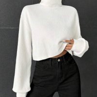 Стилна дамска блуза с дълъг ръкав бяла размер С и М, снимка 1 - Блузи с дълъг ръкав и пуловери - 43644864