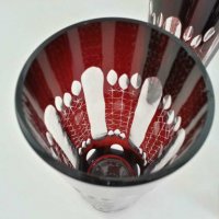 кристални чаши цветен червен кристал, снимка 6 - Антикварни и старинни предмети - 28765844