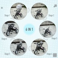 Детска триколка 6 в 1 Homcom сива внос от Германия , снимка 2 - Детски велосипеди, триколки и коли - 38028234