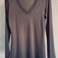 Тънка блуза LACOSTE цвят капучино, снимка 1 - Блузи с дълъг ръкав и пуловери - 40313633