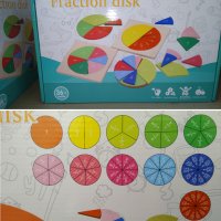 Фракционен диск. Fraction disc Дървена игра геометрия за деления и обучение, снимка 11 - Образователни игри - 36584842
