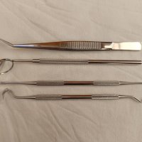 Стоматологични инструменти за преглед (комплект от 4 броя) неръждаема стомана, снимка 1 - Стоматология - 43091929