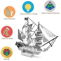 3D лазерно изрязан металeн пъзел Black Pearl Pirate Ship - Направи си сам., снимка 1 - Пъзели - 43156990