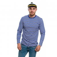 Нов мъжки моряшки комплект: моряшка блуза с дълъг ръкав и капитанска шапка, снимка 16 - Блузи - 32771009