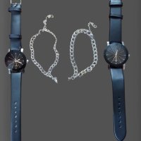 Креативен часовник за двойки със гривна магнитно сърце + дамски ежедневен часовник, снимка 2 - Луксозни - 40851510