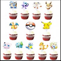 12 бр Pokemon Пикачу Покемон топери за кексчета мъфини украса парти рожден ден, снимка 1 - Други - 33445859