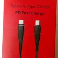 Нов кабел от TYPE C на TYPE C въжен, 1 метър, снимка 1 - USB кабели - 32225237