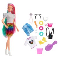 BARBIE Кукла Barbie® Leopard Rainbow hair (GRN81), снимка 4 - Кукли - 40249032