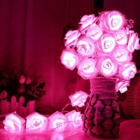 Розови Рози LED светещи за декорация Коледа - елегантен лукс и романтично усещане, снимка 4 - Декорация за дома - 26861934