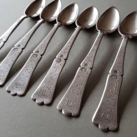 Сребърни сребро лъжички лъжици Тугра ръчно гравирани, снимка 5 - Антикварни и старинни предмети - 28292704