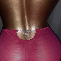  XL/XXL Розови прозрачни бикини с бижу, снимка 2 - Бельо - 38401779