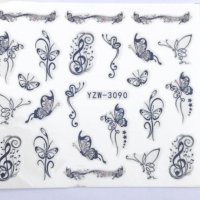 YZW-3090 пеперуди ключ Сол слайдер ваденки водни стикери за нокти маникюр татос, снимка 2 - Продукти за маникюр - 32720564