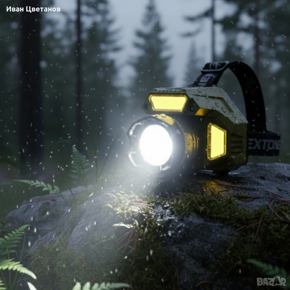 Акумулаторен LED челник HX-917S със сензор за движение, Type-C зареждане и батерия 18650, снимка 1