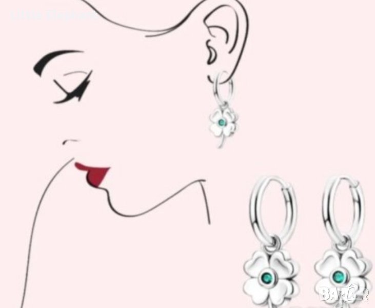 Дизайнерски модел висящи обеци детелини с цирконий,колекция"Luck"/нови, снимка 1