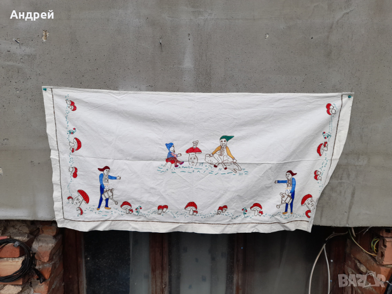 Старинен бродиран ковьор,покривка за стена #243, снимка 1