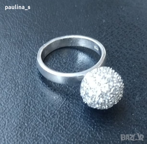 Масивен сребърен пръстен проба 925 Житен клас с вковани циркони - топка , снимка 1