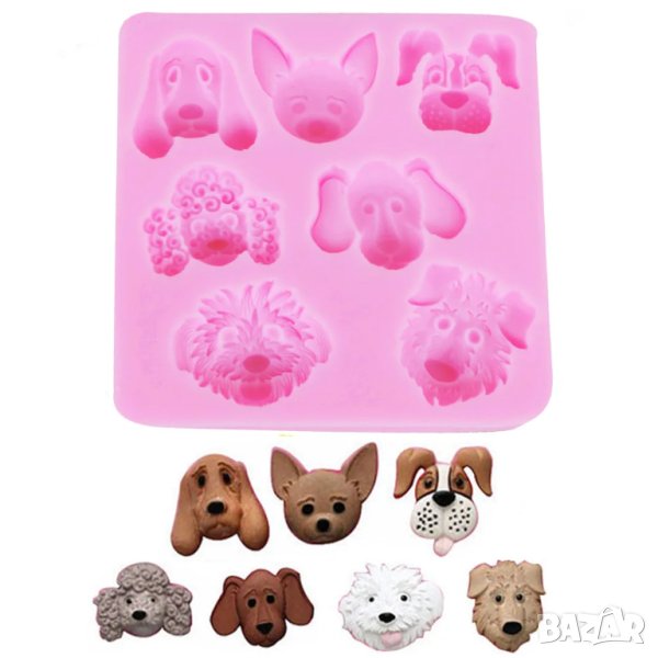 Силиконова Форма Молд Кучешки глави 3408, снимка 1