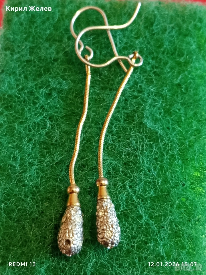 Ефектни линейни сребърни обеци инкростация на кристали Сваровски 53068, снимка 1