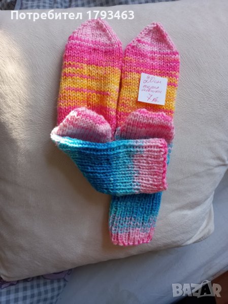 Ръчно плетени детски чорапи, дължина на ходилото 20 см., снимка 1